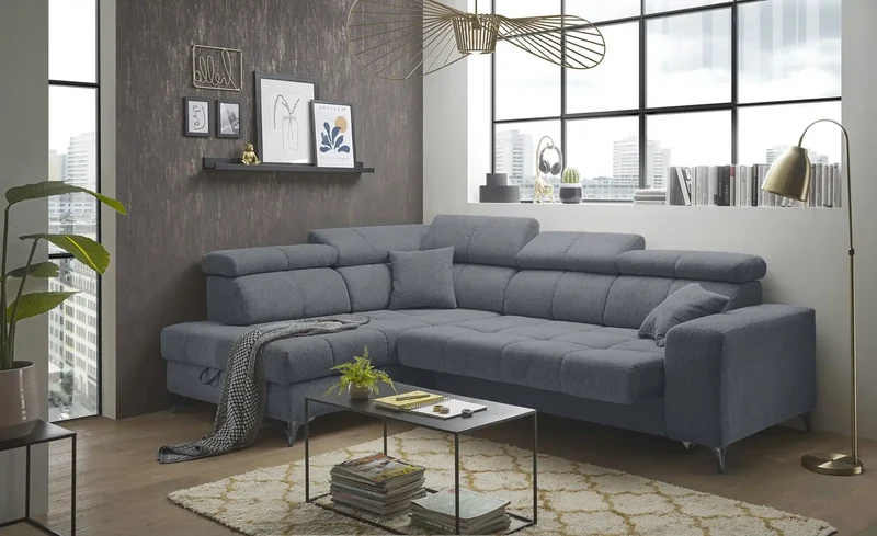 Sofa Couch + Elektrische Sitztiefe + Stauraum + Kopfteile verstellbar