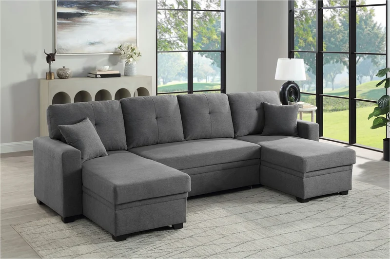 Wohnlandschaft Sofa Couch + Bettfunktion + Stauraum