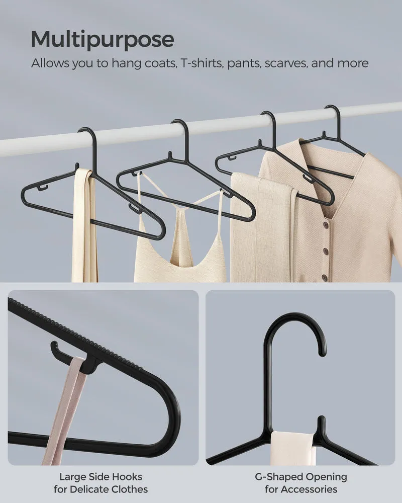 SONGMICS Plastic Hangers 30 Pack, Space-Saving Clothes Hangers, Lightweight Hangers, for Pants, Coats, Dresses, Black