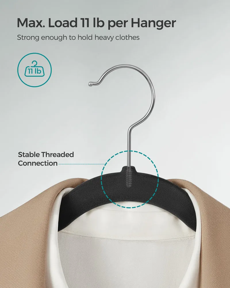 Velvet Hangers 50 Pack, Non-Slip Clothes Hangers, Suit Hangers with Shoulder Notches, 360¡ã Swivel Hook, Space-Saving Black
