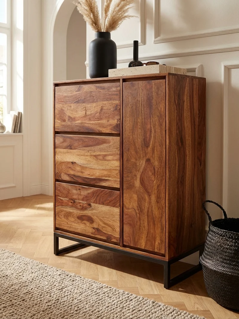 Schuhschrank – Massivholz, 88x40x120 cm, geschlossen, stilvolles Design