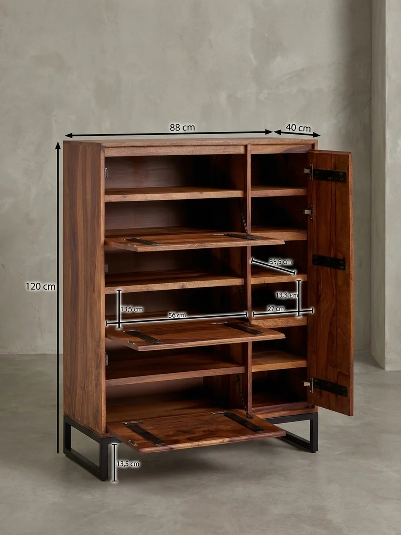 Schuhschrank – Massivholz, 88x40x120 cm, geschlossen, stilvolles Design