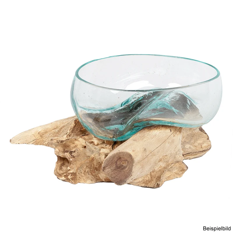 Deko-Glas DROP-1 ca. 15cm Teak Natural Handarbeit, mundgeblasen