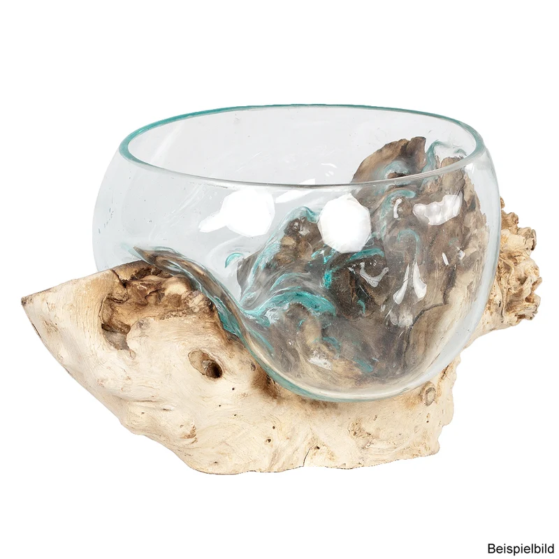 Deko-Glas DROP-1 ca. 15cm Teak Natural Handarbeit, mundgeblasen