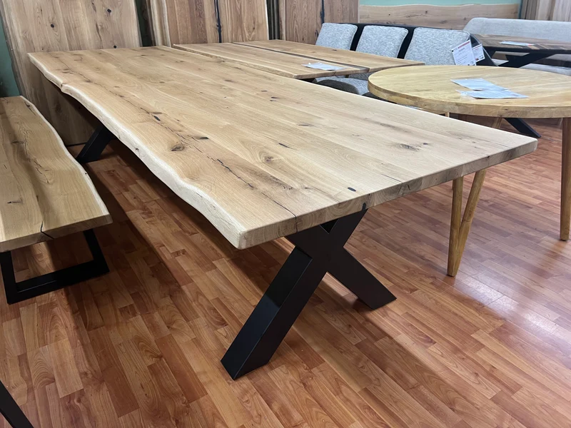 Esstisch Tische + Vollmassiv Eiche + Baumkante 320cm