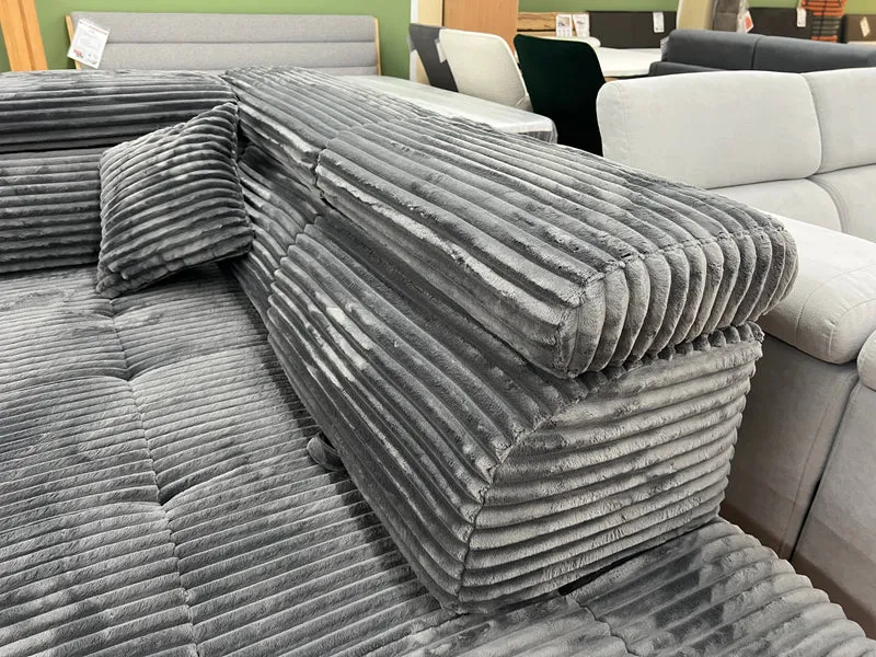 Wohnlandschaft Couch Sofa +Teddy Cord +Bettfunktion +Stauraum