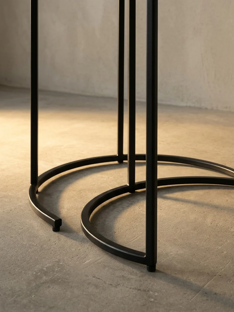 Satztisch Set – 3-teilig Rund Aluminium Gold Schwarz