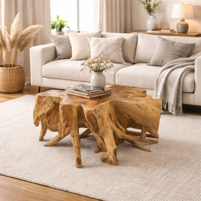 Unikat Couchtisch AKAR Natural ca.60cm Teak-Wurzel Beistelltisch