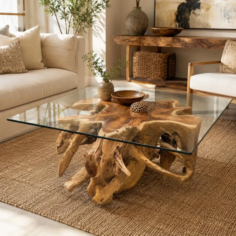 Unikat Couchtisch AKAR Natural ca.60cm Teak-Wurzel Beistelltisch