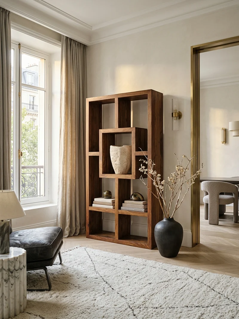 Bücherregal –, Naturholz, 90x180 cm, Landhausstil, mit Ablagefächern