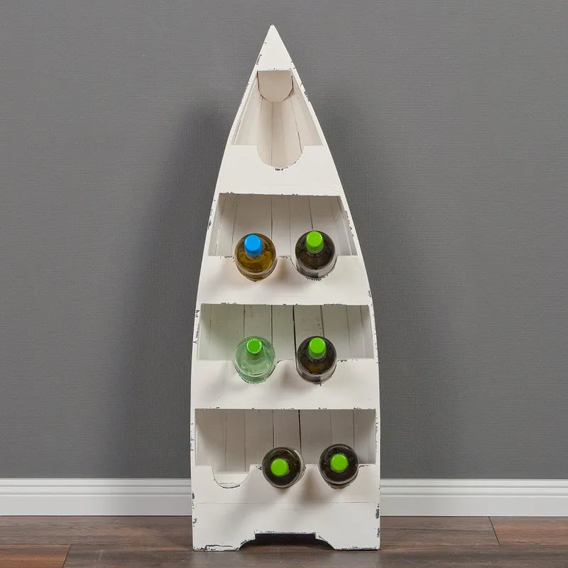 Massivholz Bootsregal VINO ca.100cm Antique-White Weinregal