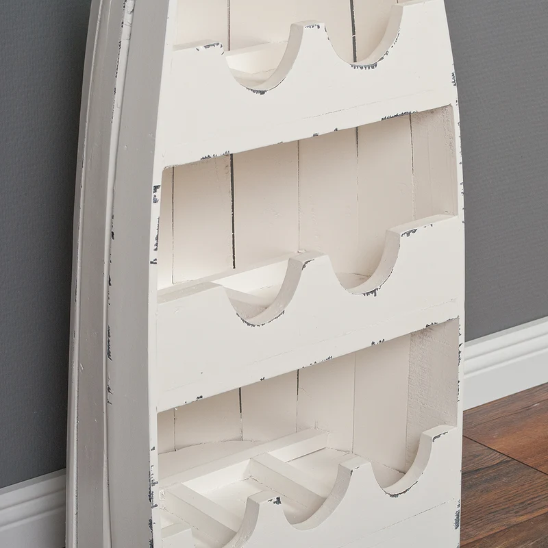Massivholz Bootsregal VINO ca.100cm Antique-White Weinregal