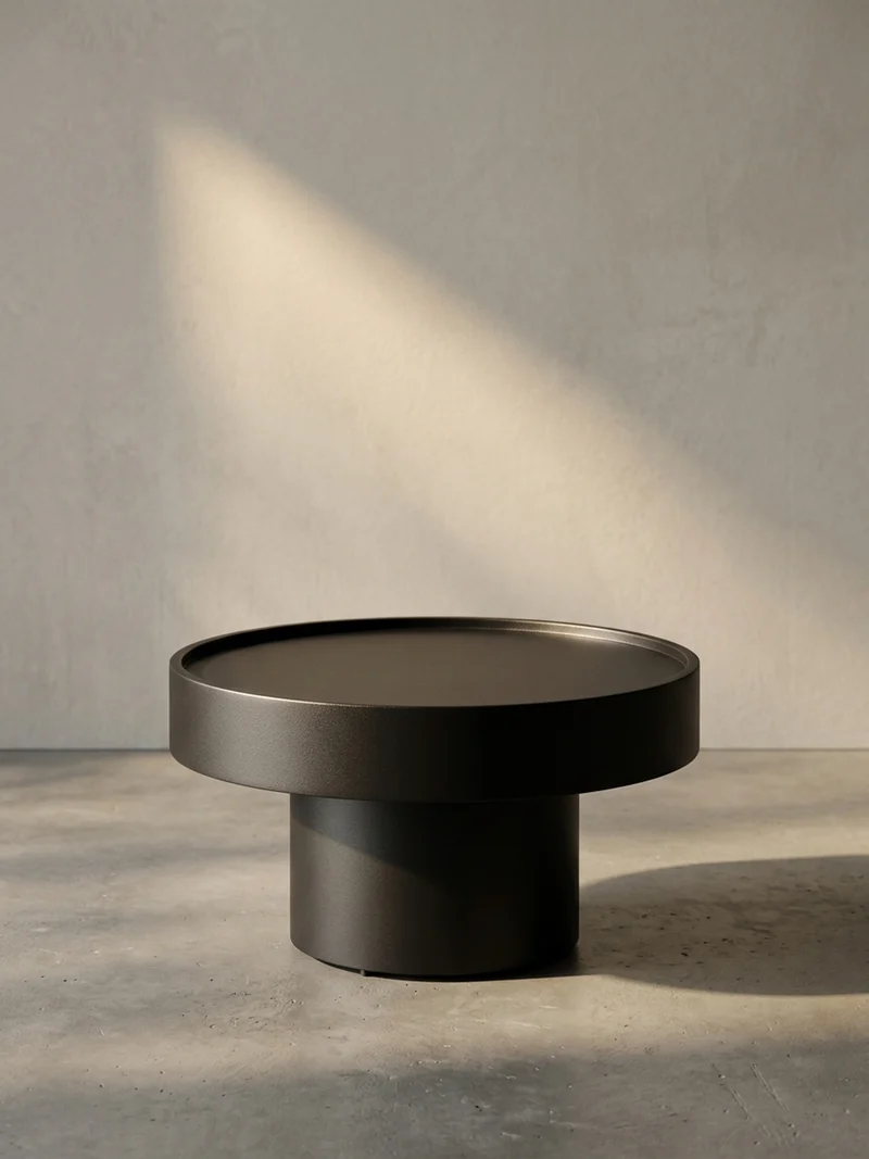 Couchtisch Schwarz Metall, Pilz-Design, Maße 60x60x36 cm