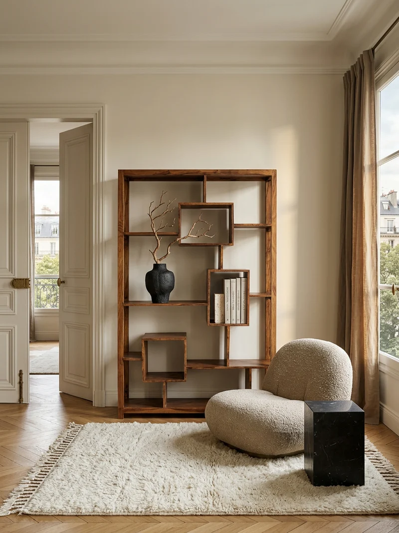 Bücherregal – Naturholz, 115x180 cm, Landhausstil, mit Ablagefächern