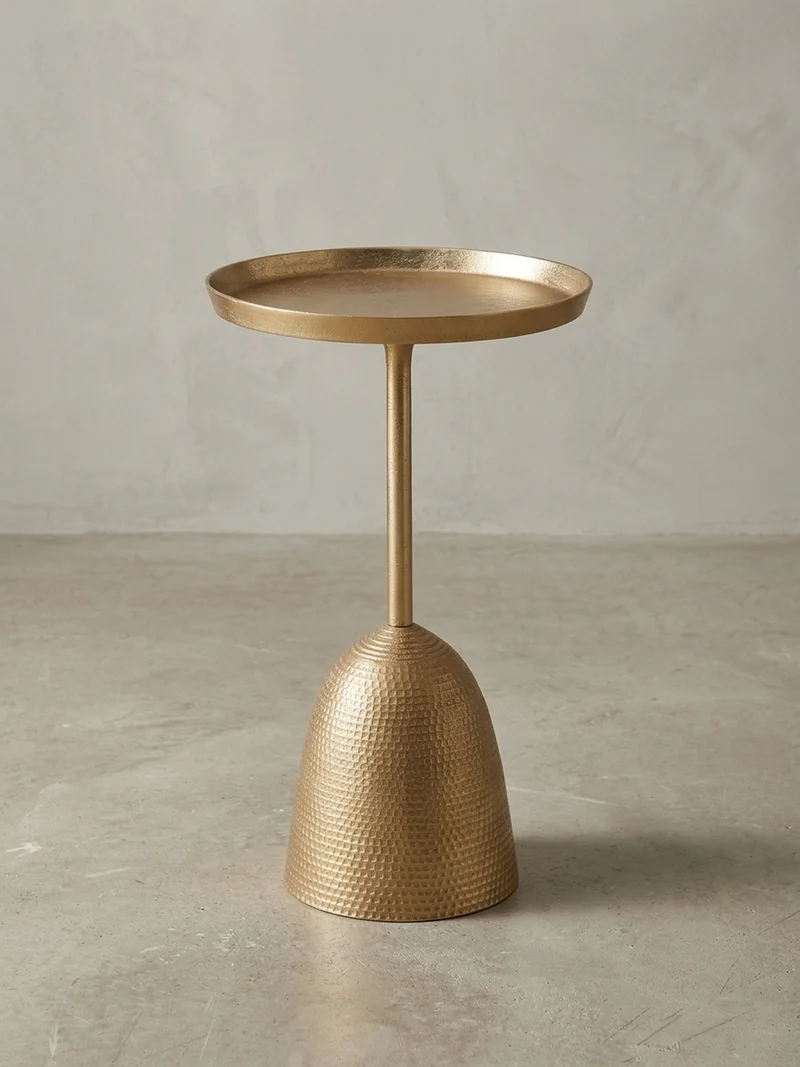 Beistelltisch – Rund Mattgold Aluminium lackiert 33x33x53 cm