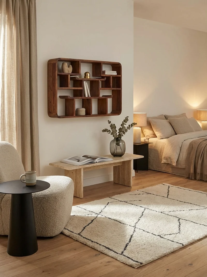 Wandregal Massivholz Modern Stil Elegant
