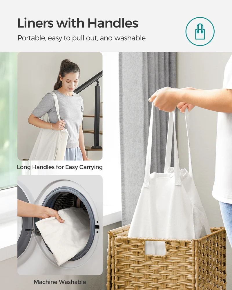 Laundry Hamper with Lid 17.2 Gallon Rattan Clothes Laundry Basket with Lid and Handles Foldable Removable Liner for Laundry Room Natural