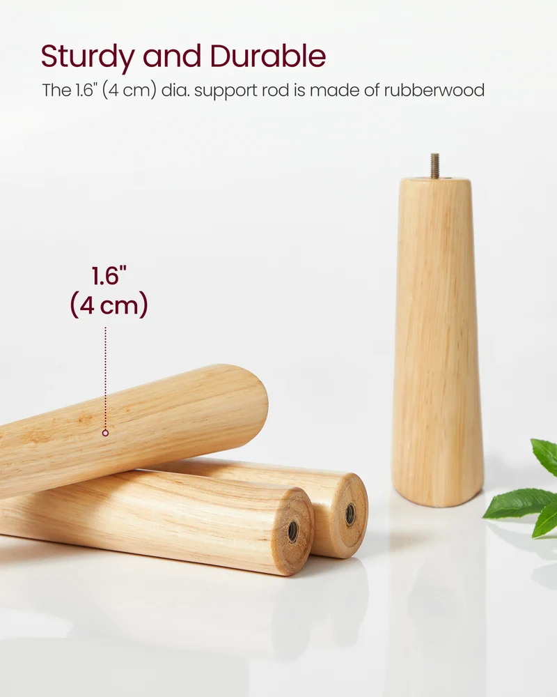 VASAGLE Solid Wood Coat Rack Free Standing with 8 Hooks Caramel Brown