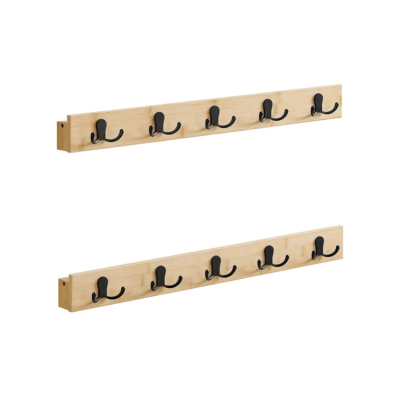 Colgador de Pared con Estante y 5 Ganchos de Metal