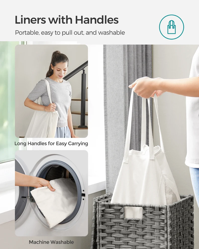 65L Laundry Hamper with Lid Folding Laundry Basket Clothes Hamper with Removable Liner for Laundry Room Gray
