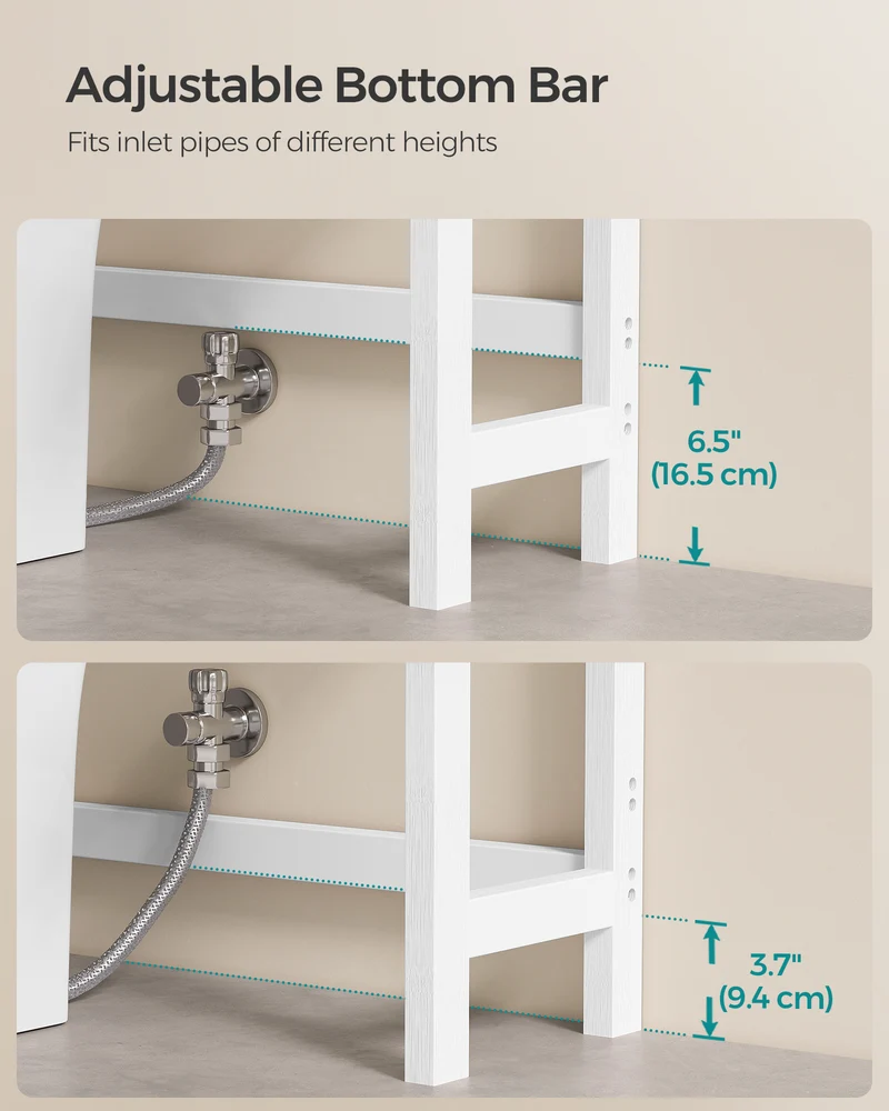 SONGMICS 3-Tier Over The Toilet Storage Bamboo Over Toilet Bathroom Organizer White