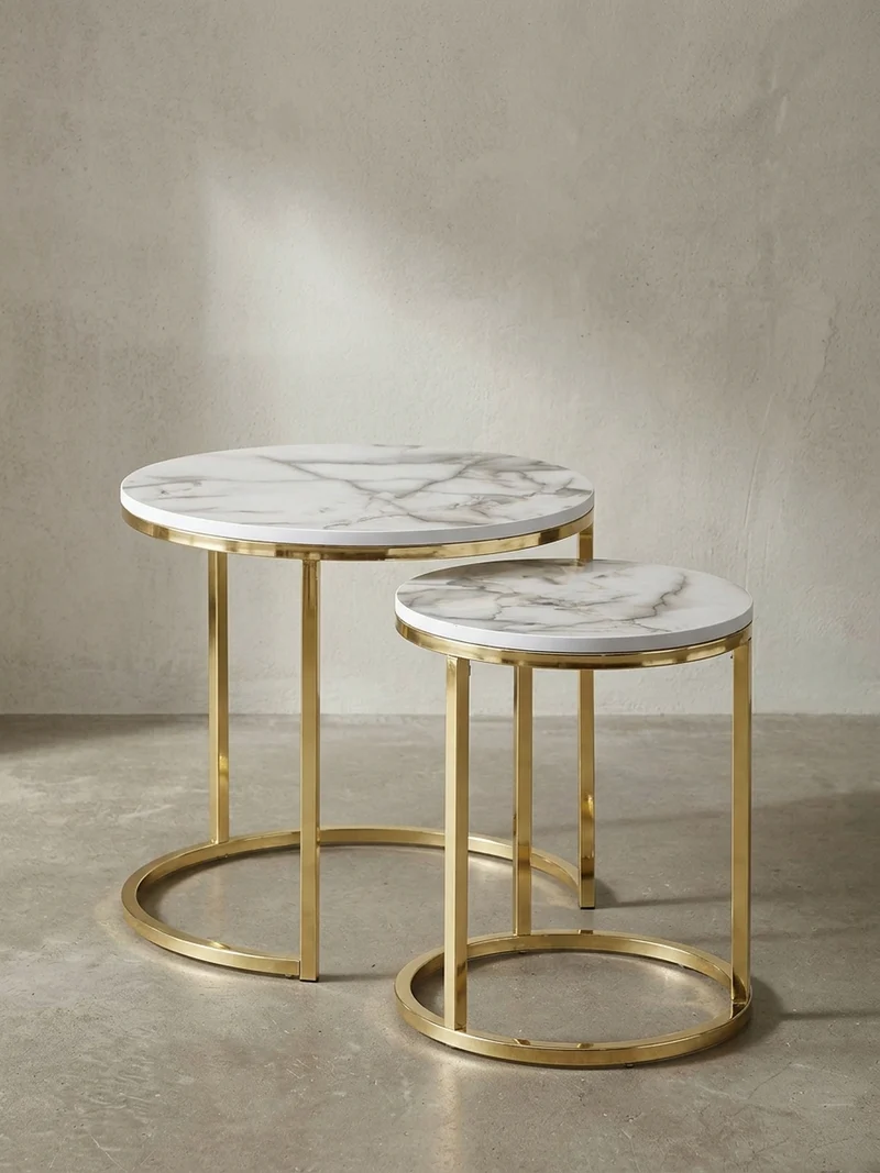 Beistelltisch 2er Set Marmoroptik Metall Modern