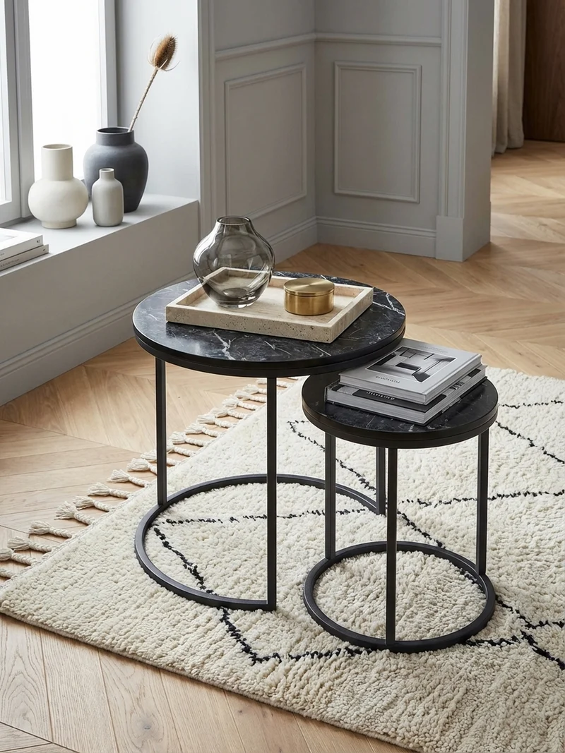 Beistelltisch 2er Set Marmoroptik Metall Modern