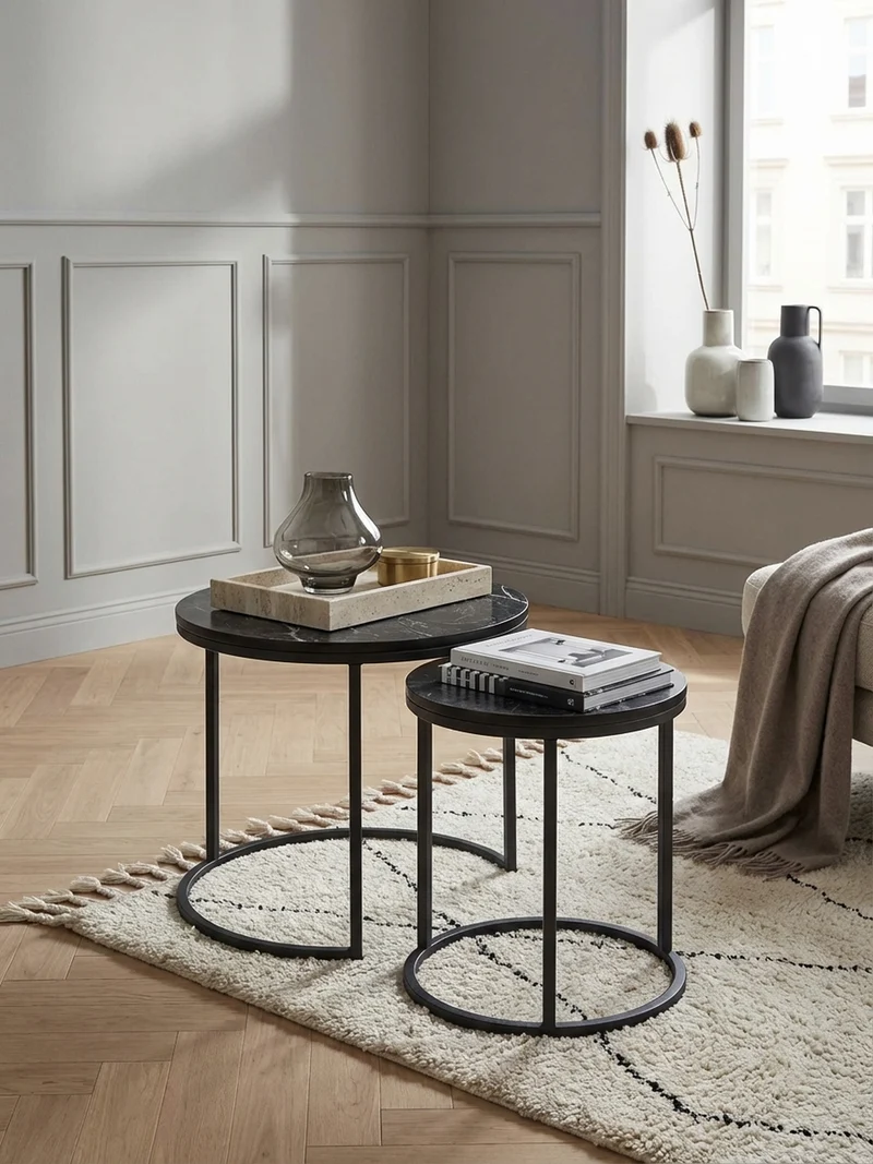 Beistelltisch 2er Set Marmoroptik Metall Modern