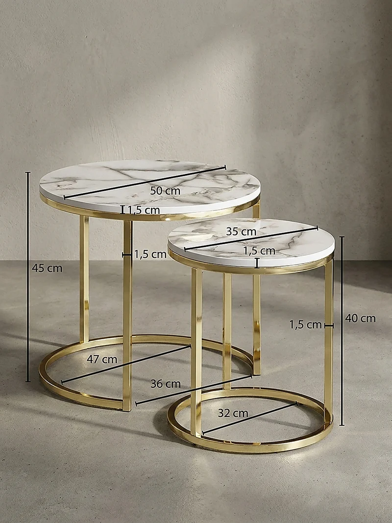 Beistelltisch 2er Set Marmoroptik Metall Modern