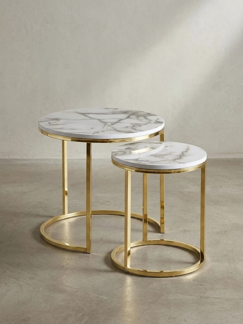 Beistelltisch 2er Set Marmoroptik Metall Modern