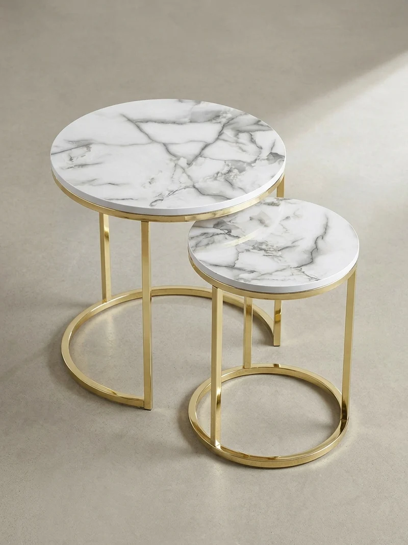 Beistelltisch 2er Set Marmoroptik Metall Modern