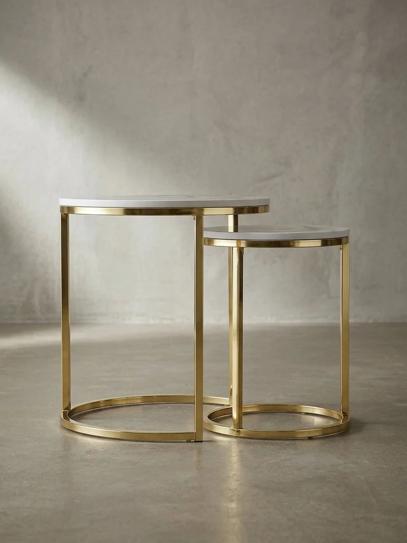 Beistelltisch 2er Set Marmoroptik Metall Modern