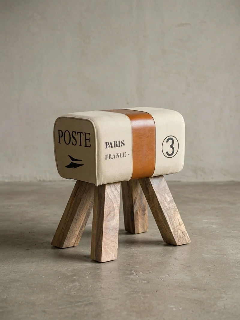 Sitzhocker Retro Landhaus Holzbeine