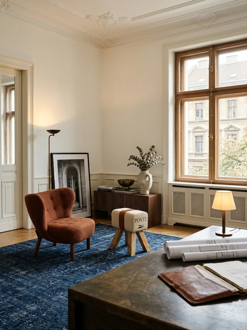 Sitzhocker Retro Landhaus Holzbeine