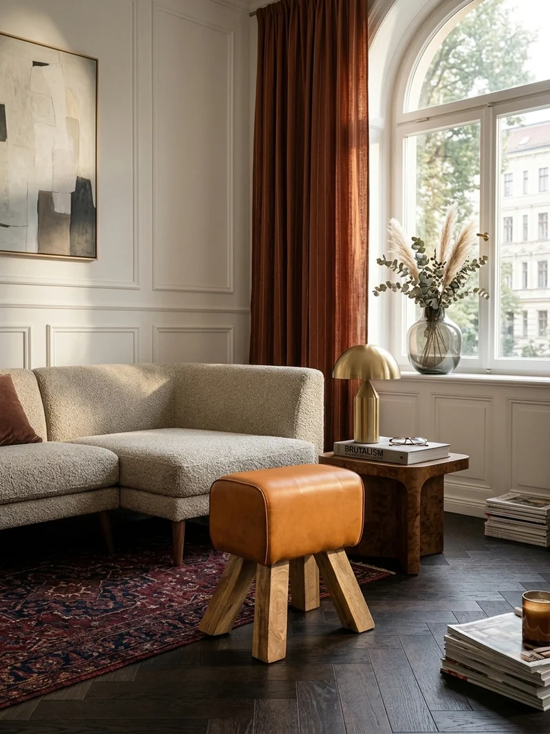 Sitzhocker Retro Landhaus Holzbeine
