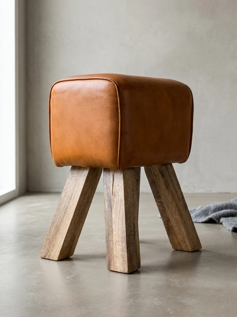 Sitzhocker Retro Landhaus Holzbeine