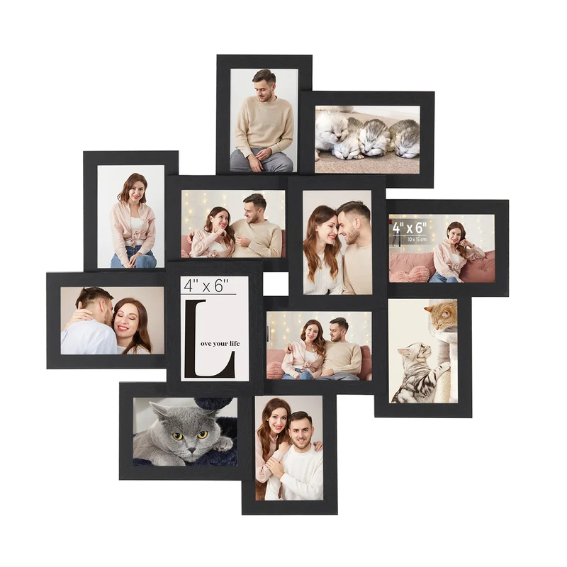 SONGMICS 4x6 Collage Picture Frames, 12-Pack Picture Frames Collage for Wall Decor, Black Photo Collage Frame
