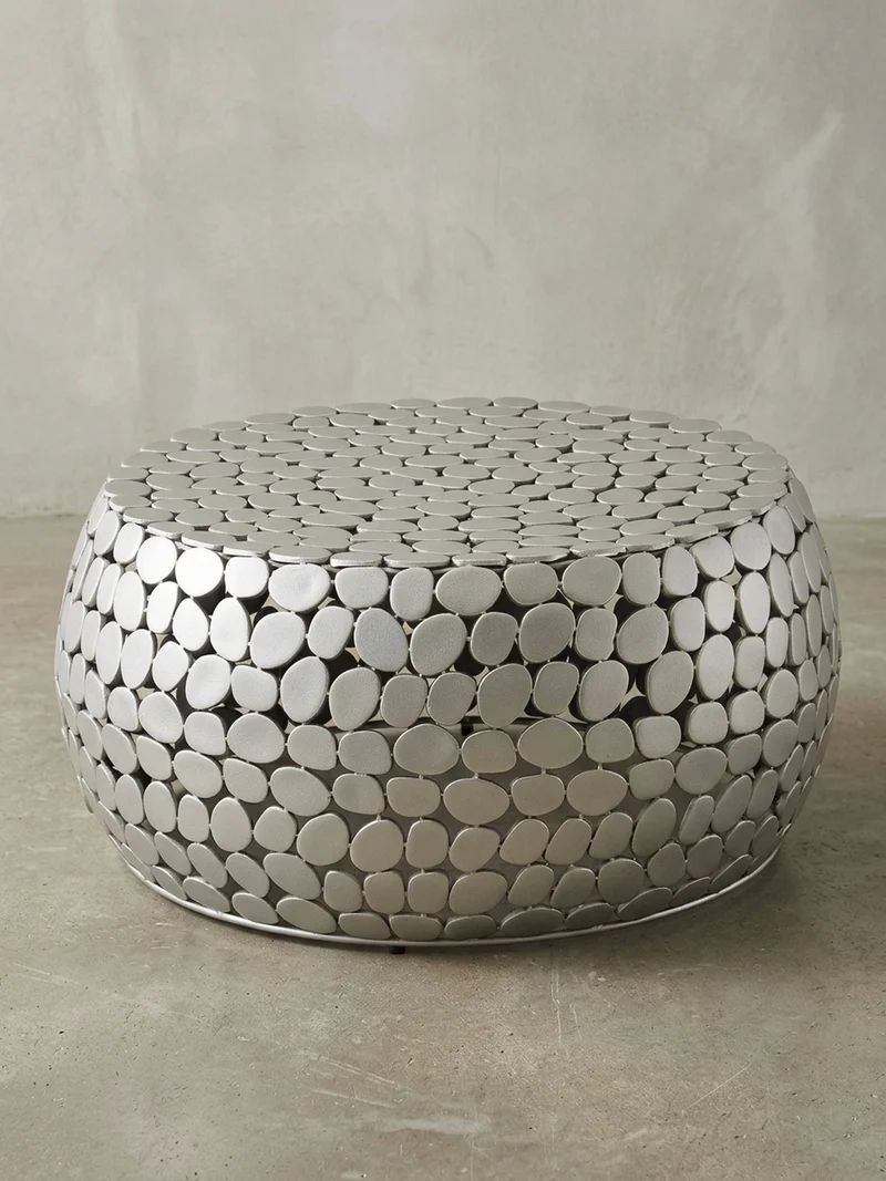 Couchtisch Aluminium Silber, Handgefertigtes Unikat, Stilvolles Design