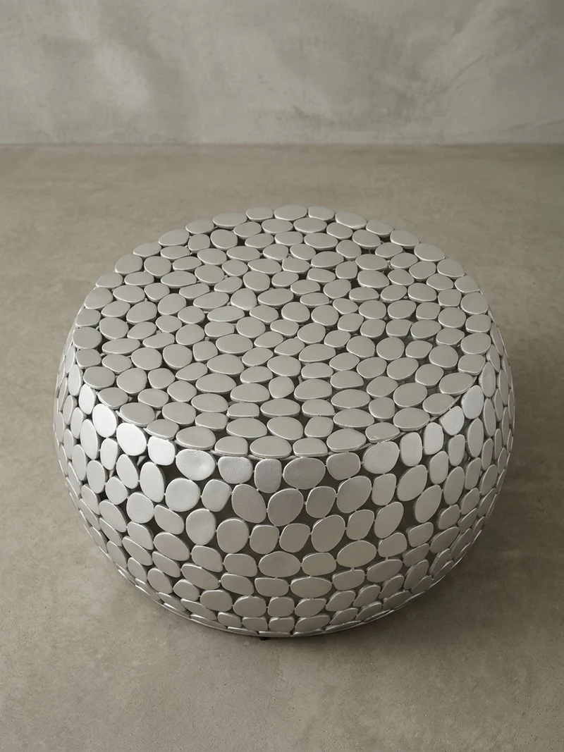 Couchtisch Aluminium Silber, Handgefertigtes Unikat, Stilvolles Design