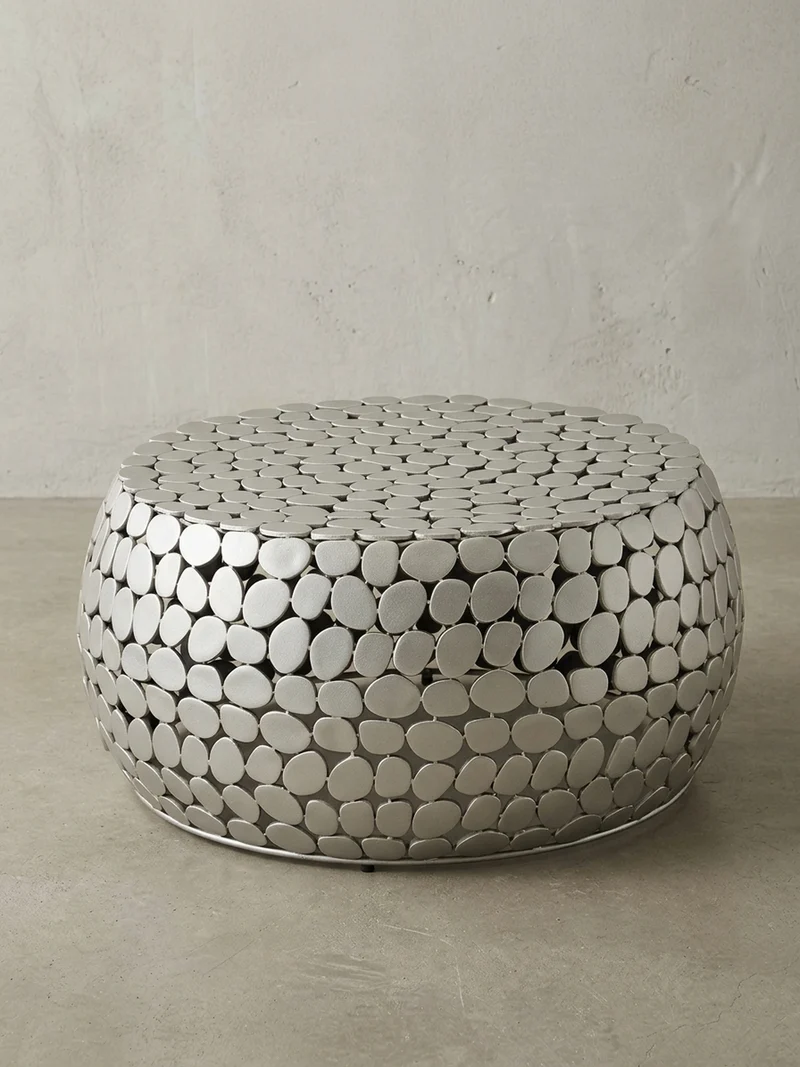 Couchtisch Aluminium Silber, Handgefertigtes Unikat, Stilvolles Design