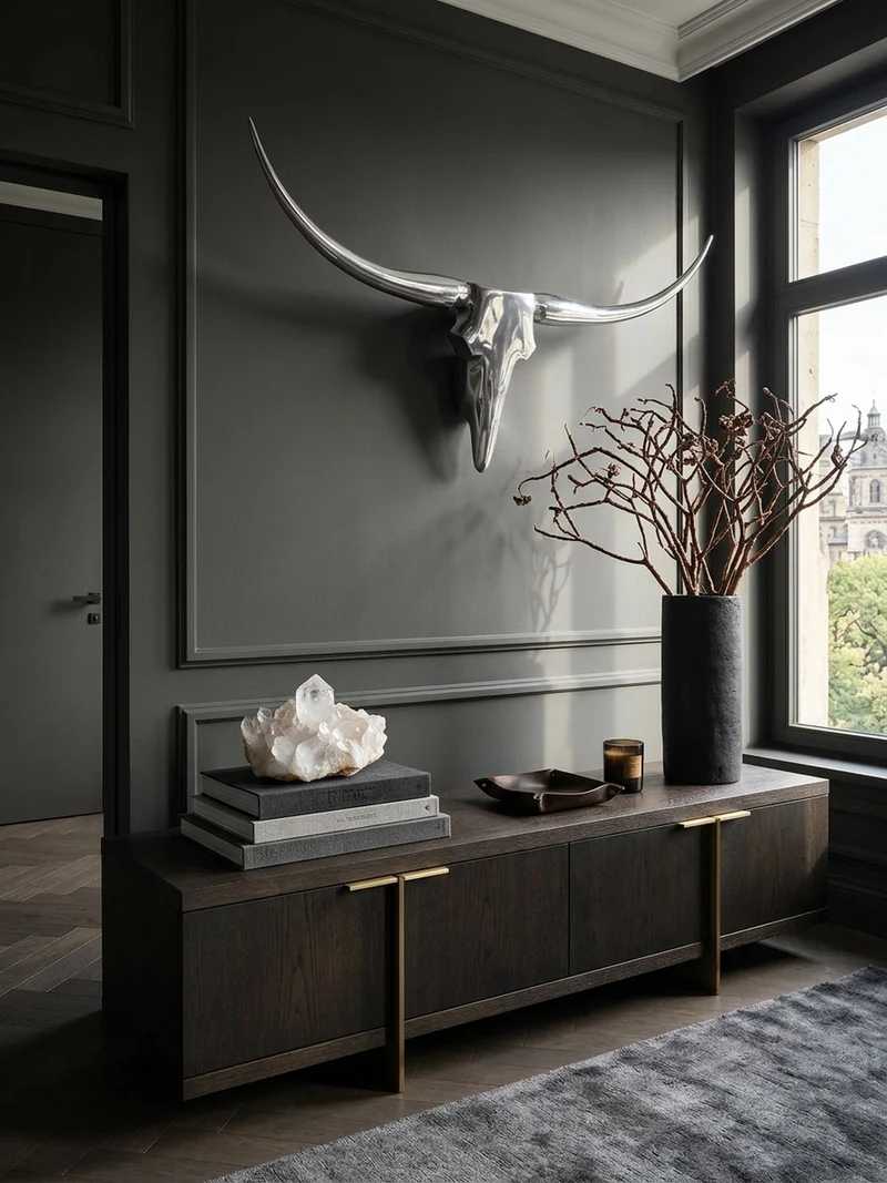 Wanddeko Bull Geweih aus Aluminium