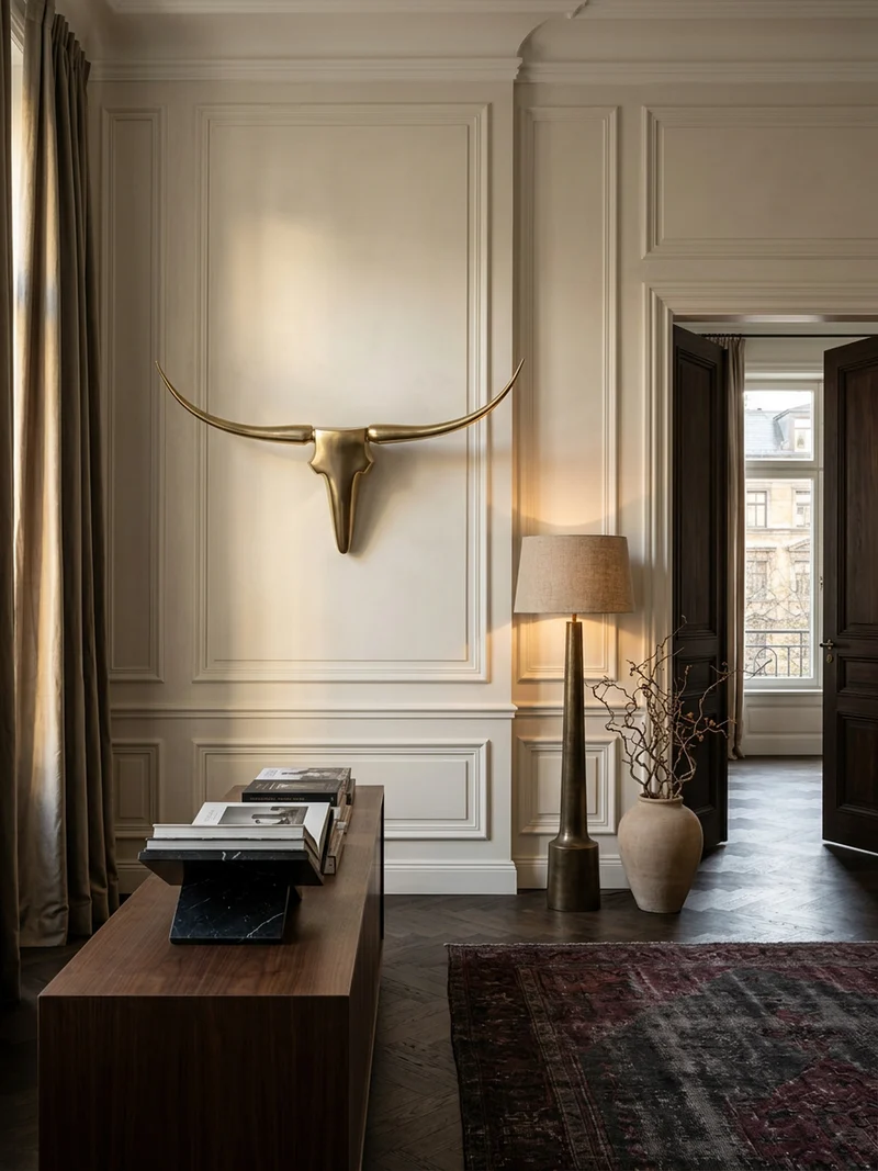 Wanddeko Bull Geweih aus Aluminium