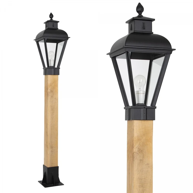 Casa Padrino Jugendstil Sockelleuchte 26 x 26 x H. 150 cm - Schwarz - Nostalgische Wetterfeste Außenleuchte