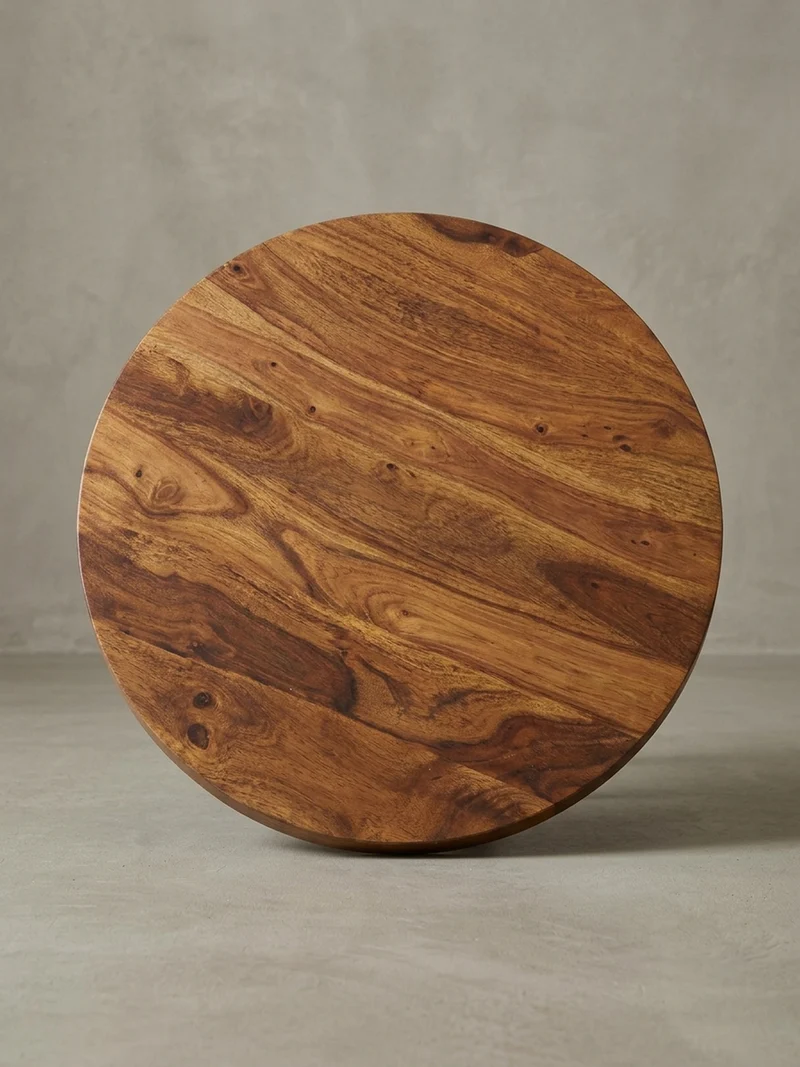 Couchtisch aus Sheesham Massivholz mit Metallgestell, Maße 60x60x35 cm