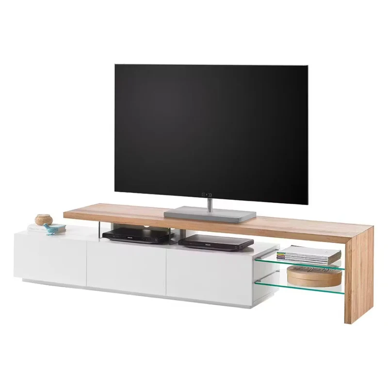Tv-Unterschrank +Eiche +Glasablagen +Neu auf Lager