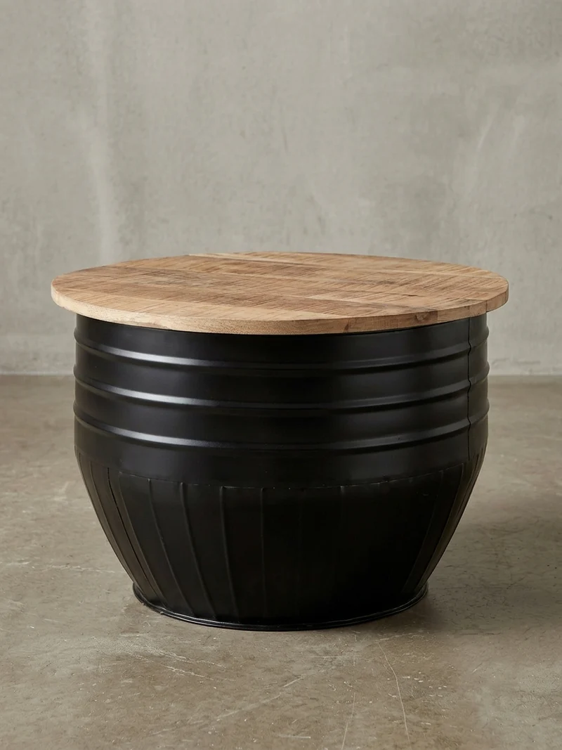 Couchtisch Mango Massivholz Industrial Stil mit Stauraum handgefertigtes Unikat