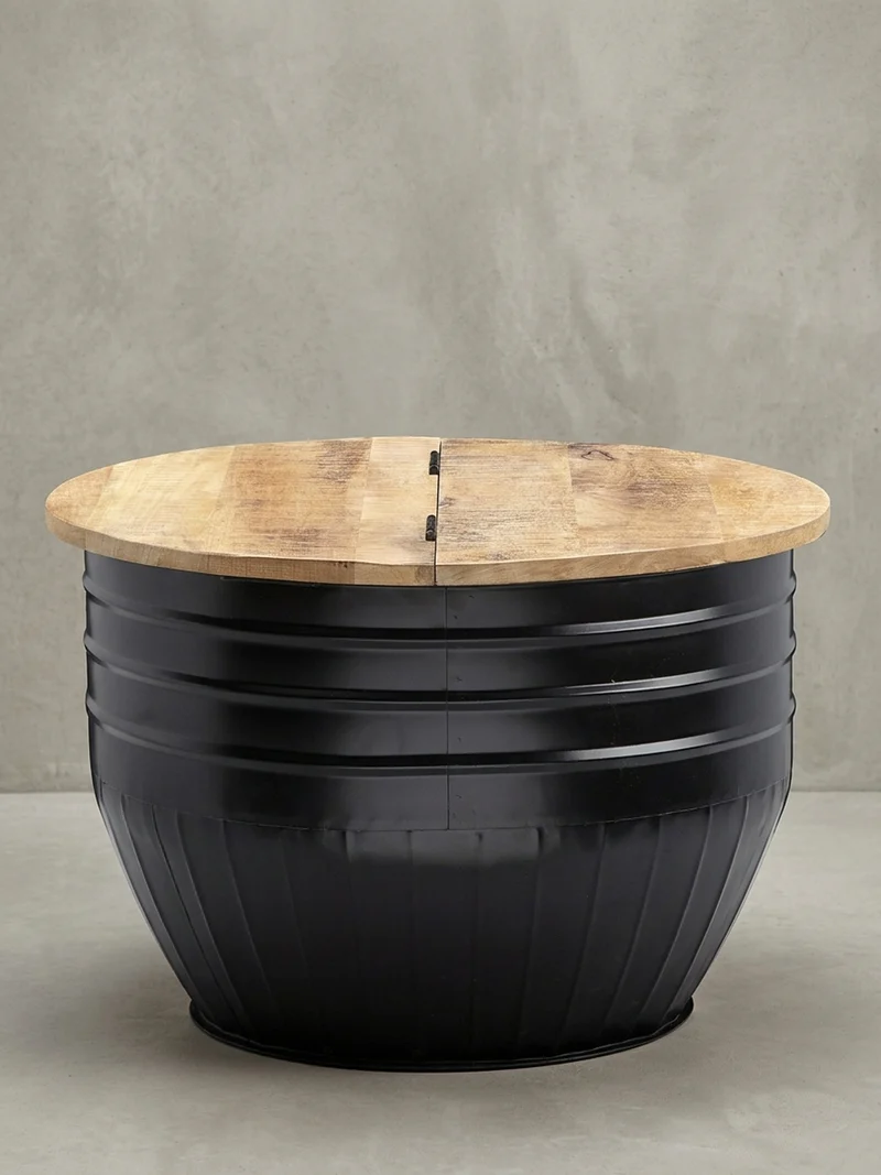 Couchtisch Mango Massivholz Industrial Stil mit Stauraum handgefertigtes Unikat