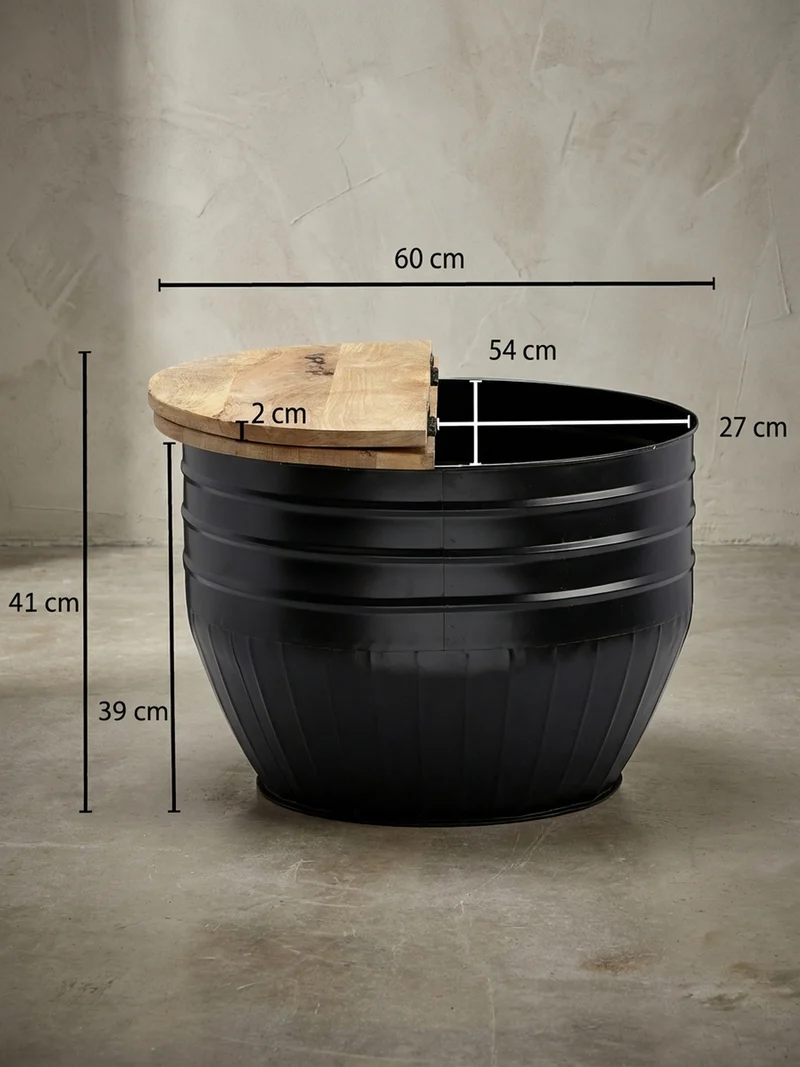 Couchtisch Mango Massivholz Industrial Stil mit Stauraum handgefertigtes Unikat