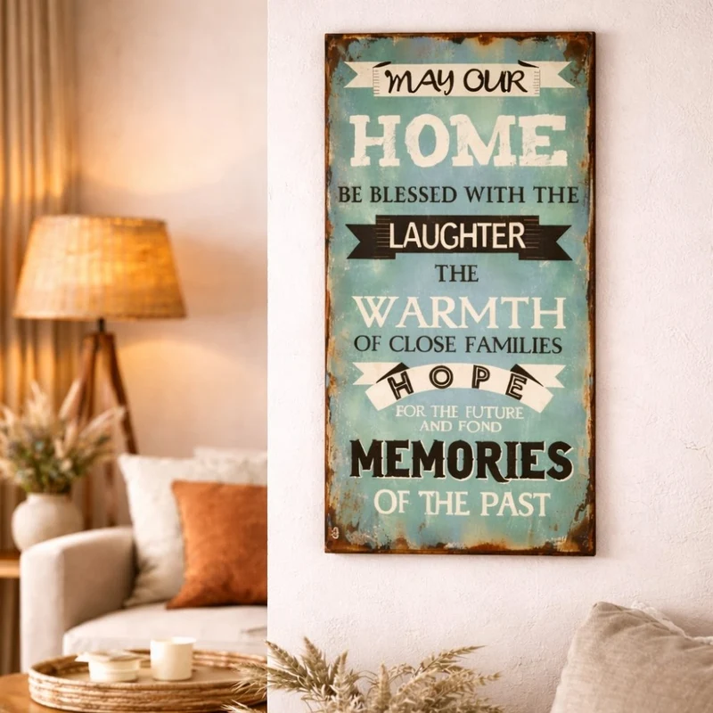 Wandbild zum Hängen Metallschild HOME 60x30cm