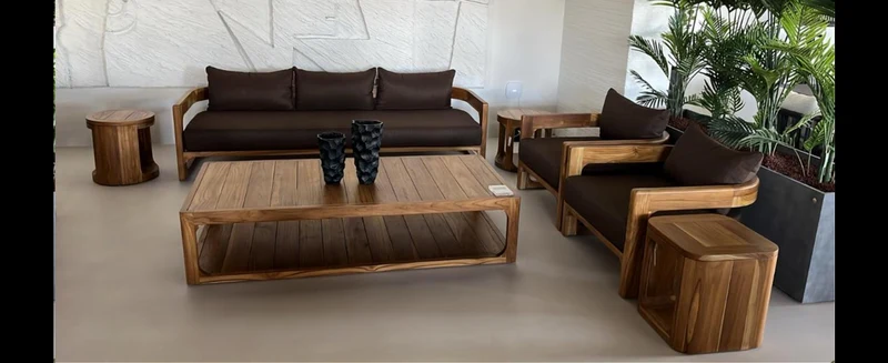 Casa Padrino Luxus Garten Lounge Set Braun 5-teilig 240 x 86 x H. 78 cm - Wetterfest und hochwertig verarbeitet - Moderne Garten Möbel - Luxus Qualität